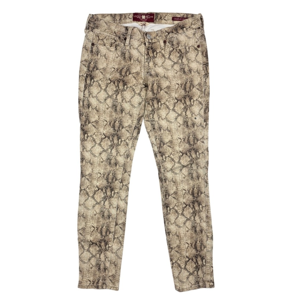Lucky Brand Charlie Skinny Fit Snake Print Tapered Leg Jeans Women's Size 27